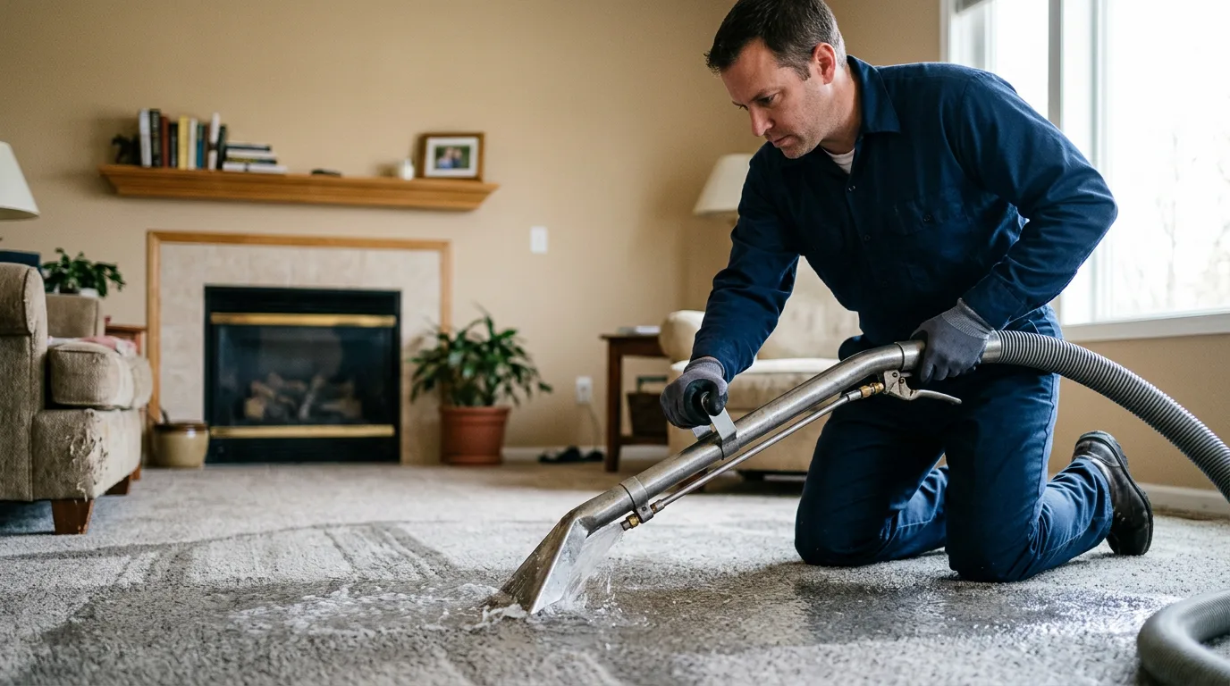 Water damage restoration technician working near Maplewood, OH